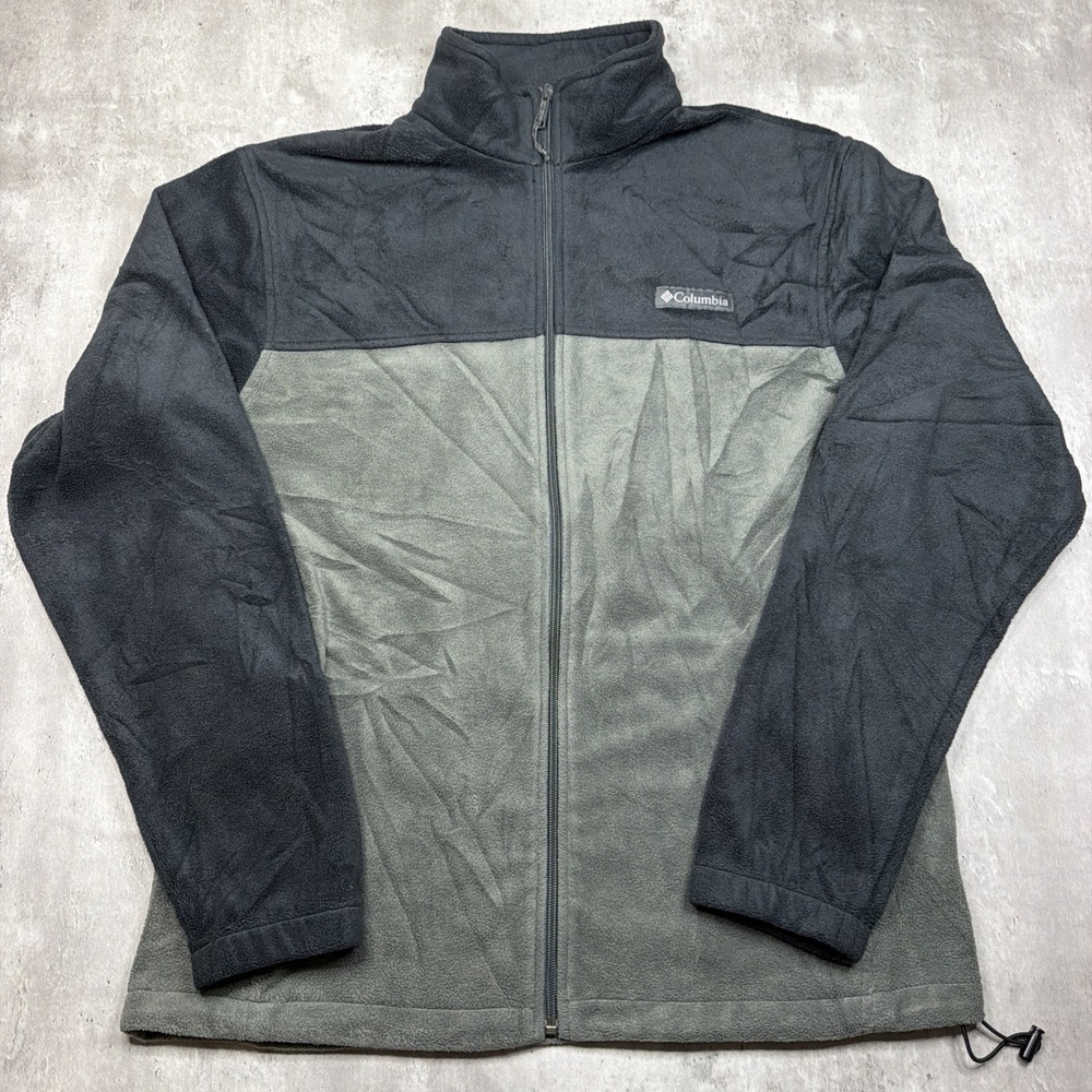 Columbia Steens 2.0 Mountain Mens L Fleece Jacket Green Gray Full Zip Hiking
